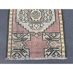 Vintage Turkish Small Rug 1.6x2.4 ft, Red <b>Yellow</b> Moroccan <b>Wool</b> Rug - Product Image 4