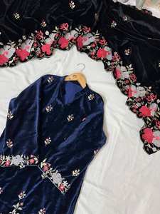 Eid Ramzan Special Salwar Kameez, Readymade & Customizable Pakistani Wedding Wear Velvet Fancy Kurti-Palazzo & Dupatta Wholesale - Product Image 6