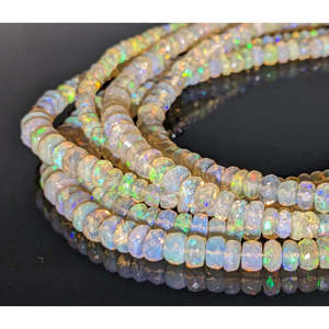 100% Natural Ethiopian Welo Fire Opal Faceted Rondelle <b>Bead</b> Loose Nature <b>Crystal</b> - Product Image 2