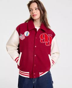 Veste universitaire en laine rouge de haute qualité fabriquée au Pakistan, avec manches en cuir blanc, veste universitaire - Product Image 3