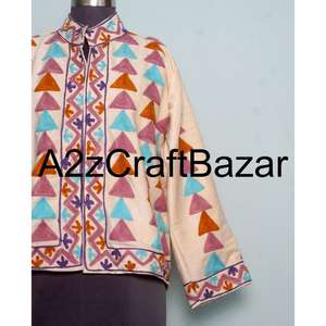 Chaqueta Bomber Tejida Floral Bohemia Bordada a Mano, Forro de Algodón Estampado para Mujer, Hecha a Mano, Ecológica, para Invierno y Primavera - Product Image 2