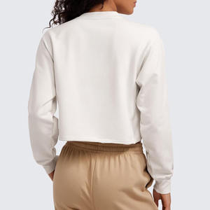 Wholesale Cotton <b>Ladies</b> Blank <b>Long</b> Sleeve Crop <b>Tops</b> Women's Sweatshirt Custom Logo Cropped Hoodie for Women - Product Image 4