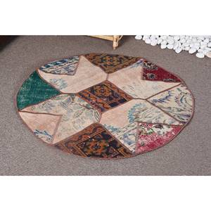 Tapis turc en patchwork de jonc de mer en laine beige vintage de 3.3x3.3 pieds Design de couloir rectangle abstrait grande surface pour chambre d'adolescents - Product Image 3