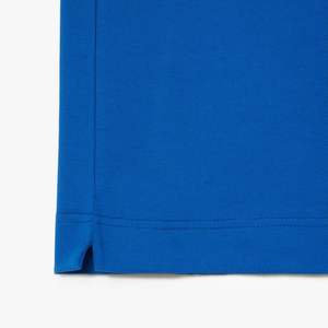 Polo de algodón elástico con logotipo bordado personalizado, camisa de piqué con solapa de botón oculto y Rib, color azul real, 100% - Product Image 6