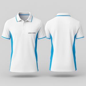 Chemise décontractée en coton (95 %) et élasthanne (5 %) avec col contrastant uni, logo frontal régulier, bordure bleu marine et blanc, boutons - Product Image 2