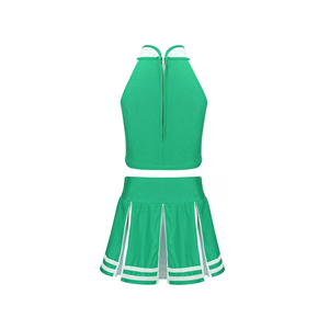 Conjunto de uniforme de porristas de 2 piezas para mujer, conjunto de chalecos y falda recortada en blanco con estampado de sublimación personalizado para mujer - Product Image 4