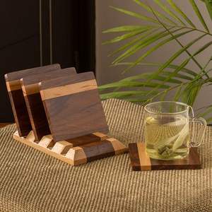 Juego de posavasos de madera para tazas de té y café, mesa de comedor, cocina, oficina, decoración del hogar, acabado natural, hecho a mano, ecológico - Product Image 1