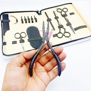 Pince d'extension de cheveux multifonctionnelle enduite de couleur noire mate avec prise confortable Outils respectueux de l'environnement pour salon de coiffure - Product Image 1