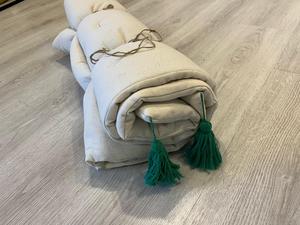 Alfombrilla de asiento de tela de algodón crudo orgánico 60x150 cm | Sofá multiusos y alfombrilla de picnic con función enrollable - Product Image 6