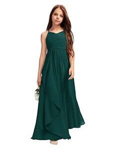 Robe de Demoiselle d'Honneur Rose Classique Sur Mesure pour Femme, Sans Manches, Col Halter, Dos Nu, Froncée, Longueur Cheville, Coupe Trapèze, en Mousseline, avec Fente, Style Cami - Product Image 1