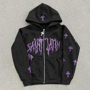 Wholesale 100% Cotton Customize Puff Printing Solid Brown Color <b>Long</b> Sleeves Regular Fit Men's <b>Zip</b> <b>Up</b> <b>Hoodies</b> Autumn Wear - Product Image 4