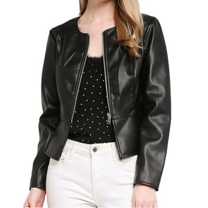 Veste de moto en cuir de mouton véritable respirant de qualité supérieure pour femmes, col rabattu, coupe ajustée, noir, 2026 - Product Image 1