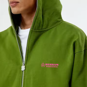 เสื้อฮู้ดดี้สตรีทแวร์พิมพ์ลายตามสั่ง 500 GSM ผ้าหนา ทรงโอเวอร์ไซส์ ทรงปกติ ไหล่ตก ซิปยาวเต็มตัว ผ้าเฟรนช์เทอร์รี่ - Product Image 4