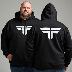 Sudadera con capucha de talla grande para hombre con logotipo personalizado en la parte delantera o trasera y elegante y cómoda para ropa informal transpirable y 100% algodón - Product Image 5