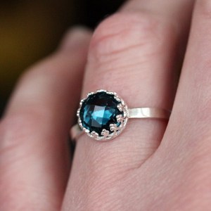 London Blue Topaz <b>Ring</b> Unique Design 925 Sterling Silver Cut Solid Bezel Setting for Women Girls Wedding Anniversary Party - Product Image 5