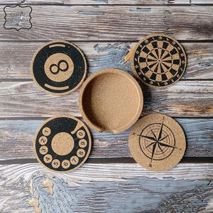 Mantel de mesa de estilo clásico personalizado, tazas de bebidas naturales, posavasos de corcho ecológicos con alfombrillas con estampado de logotipo - Product Image 5