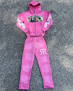 Pakistan Manufacture Sun Fade Sweatsuit Sweatsuit 100% Cotton Sweatsuit Pullover Hoodie And Stacked <b>Pant</b> Latest Design - Product Image 4