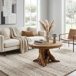 Natural Teak Root Wood Side <b>Table</b> Organic <b>Round</b> Live Edge Coffee <b>Table</b> Stump Pedestal Setup Decor Pure Room Art Design - Product Image 5
