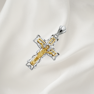 Diseñador clásico 14K dos tonos chapado en oro CZ crucifijo religioso colgante joyería de moda con piedra principal de circón - Product Image 5