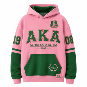Sudadera con Capucha Verde Alpha Kapa Alpha AKA 1908, Sudadera Informal Unisex de Algodón y Felpa con Logotipo Rosa y Bolsillo - Product Image 5