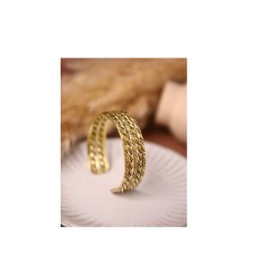 Brazalete de Latón, Anillo de Puño, Chapado en Oro, Hecho a Mano, Joyería Duradera para Mujer, Accesorio de Moda Étnico y Elegante para Bodas - Product Image 3