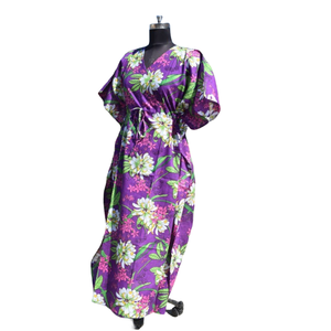 Caftan Robe de nuit en coton à imprimé floral pour femmes - Product Image 4