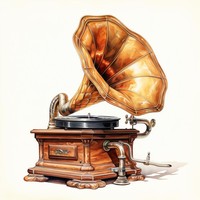 Brushstroke Bliss Gramophone Ancien Indien Moderne Artisanal en Laiton, Boîte Carrée en Bois Écologique Rotative, Souvenir