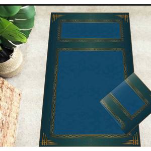 พรมละหมาดสีน้ำเงิน: พรมละหมาดอิสลามพิมพ์ลาย 3 มิติ พร้อมพรมขนนุ่ม - Product Image 5