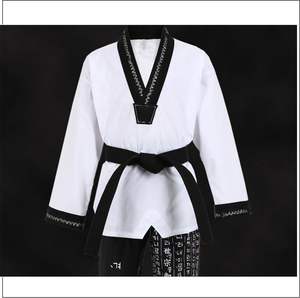 Dernier design, logo personnalisé, uniforme de Taekwondo noir à col en V pour adultes, MMA, arts martiaux, karaté, unisexe, polyester/coton - Product Image 5