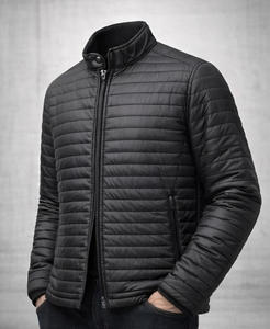 Veste matelassée légère noire pour homme, veste d'hiver isolée, coupe ajustée, décontractée, veste à fermeture éclair pour l'extérieur, veste chaude et respirante - Product Image 3