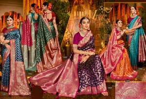 Saroski en soie Collection de vêtements de fête pour femmes Saree Toutes les saisons Catalogue complet disponible au tarif de gros pour les tenues de fête - Product Image 6