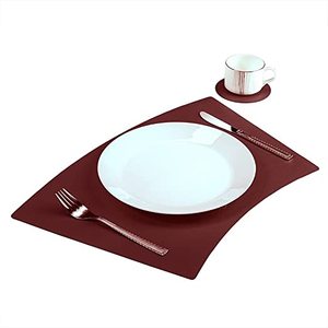 Napperons en cuir avec sous-verre Décoratif Logo personnalisé Napperon en cuir Table à manger en gros forme ronde - Product Image 3