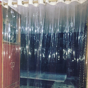 Custom Made <b>Transparent</b> Plastic Waterproof Bathroom <b>Shower</b> <b>Curtain</b> Set Nonwoven for Shop Hospital Stores Office Factory Use - Product Image 1