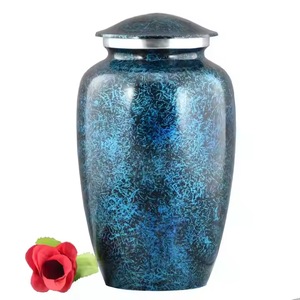 Urna de cremación duradera azul océano con acabado de manchas de mármol urnas de cenizas conmemorativas funerarias para servicios de entierro urnas de cenizas humanas para adultos - Product Image 4