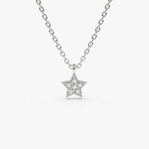 จี้ดาวเพชรระยิบระยับ สร้อยคอเพชรแล็บโกรว์ 0.06 กะรัต สี G ความสะอาด SI1 ทอง 14K ประกายระยิบระยับดุจท้องฟ้ายามค่ำคืน สไตล์โบโฮ - Product Image 2