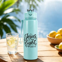 Bouteille d'eau en plastique de 26 oz avec paille, motif foi chrétienne, réutilisable, pour le sport, avec citation inspirante, vente en gros, OEM/ODM