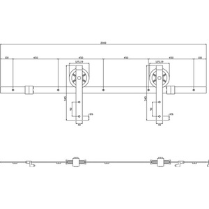 INTERSTEEL Juego Completo 450121 Sistema Deslizante para Puertas de Madera, Capacidad 100 kg, Longitud 2000 mm, Rieles para Cortinas, Accesorios - Product Image 3
