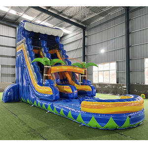 Toboggan aquatique gonflable sur le thème des palmiers, taille personnalisée, château gonflable, toboggan gonflable pour enfants - Product Image 1