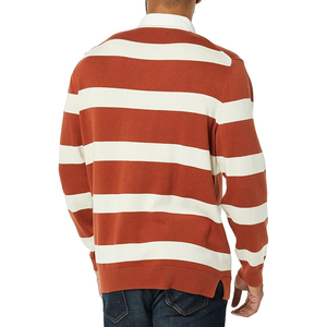 เสื้อถักคอตตอนคอ100% ลายทางสำหรับผู้ชายสำหรับฤดูหนาวพิมพ์โลโก้ได้ตามต้องการ - Product Image 2