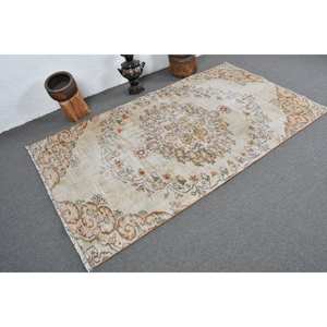 Tapis turc Vintage Beige Orange 4.1x7.6ft laine grande surface motif abstrait Rectangle couloir modèles Latex pour décor de chambre - Product Image 2