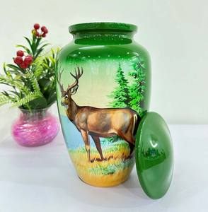 Urna de cremación para adultos Buck Deer pintada a mano, soporte para cenizas funerarias de Metal hecho a mano - Product Image 2