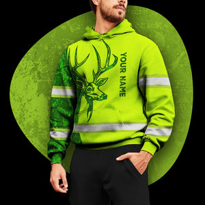 Hi Vis Hoodie Cerf Camo Motif Nom Personnalisé Logo Société Sécurité Vêtements De Travail Réfléchissant À Manches Longues Pour Les Amoureux De La Chasse - Product Image 2