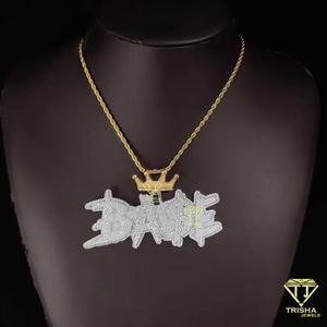 จี้รูปมงกุฎแบบมีตัวอักษรประดับเพชรเพชรโมอิสสำหรับเครื่องประดับแบบกำหนดเองจี้ฮิปฮอป - Product Image 3