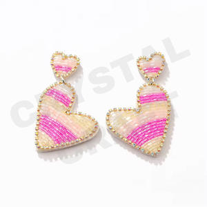 Boucles d'oreilles perlées de Noël Vintage Fastive couleur orange blanc bleu pour mariage ou jour commémoratif - Product Image 5