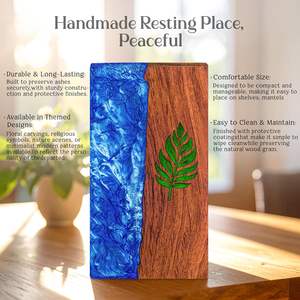 Urnas decorativas de diseño de resina de hoja verde para cenizas humanas Urnas de cremación Urnas de madera para cenizas humanas - Product Image 6