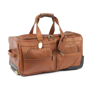 Large Luxury Vintage 14'' Genuine <b>Leather</b> <b>Duffle</b> <b>Bag</b> Polyester High Quality PU Fabric Patchwork Customizable Zipper Fashionable - Product Image 3