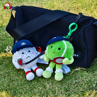 Zaves Mignonne Petite Peluche Vert Balle De Tennis Pendentif Doux Animal En Peluche Jouets pour Affichage ou Cadeau Donnant Suspendu à l'étagère de sac