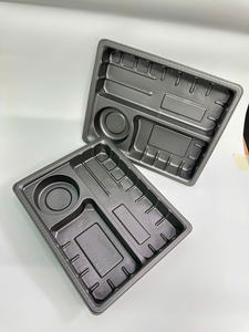 Barquette en plastique rectangulaire compostable en PET, emballage de luxe noir, jetable, sur mesure et en gros - Product Image 2