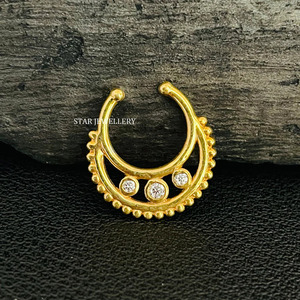 14K ชุดฝาทองแข็งเพชรธรรมชาติปลอมเครื่องประดับที่ดีเจาะเพชร - Product Image 5