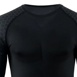 Vente en gros de t-shirts rashguard à manches longues pour hommes MMA - Spandex/polyester respirant, séchage rapide, couleurs et logo personnalisés - Product Image 2